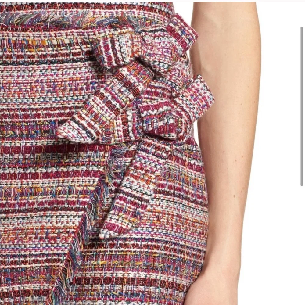 Halogen Asymmetrical Grommet Tie Tweed Skirt - Picture 3 of 8